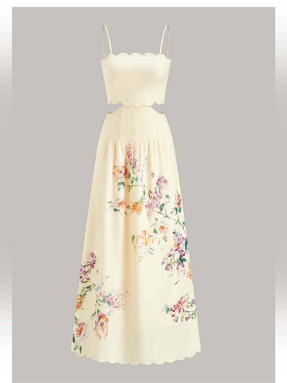 Commense Cream Floral Scalloped Maxi Dress - Picture 6 of 8